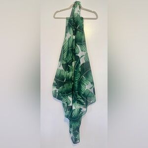 India Hicks Green Leaf Print Scarf